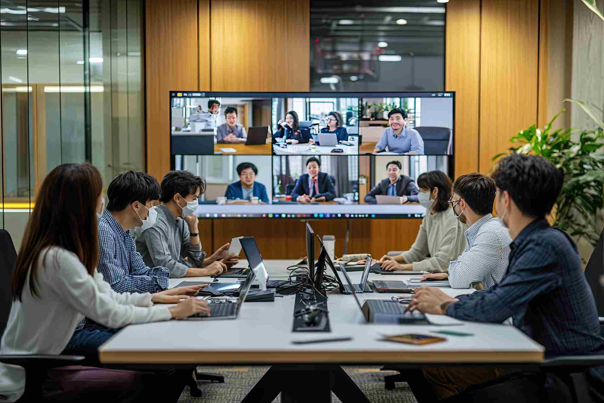 team-working-by-group-video-call-share-ideas-brainstorming-negotiating-use-video-conference